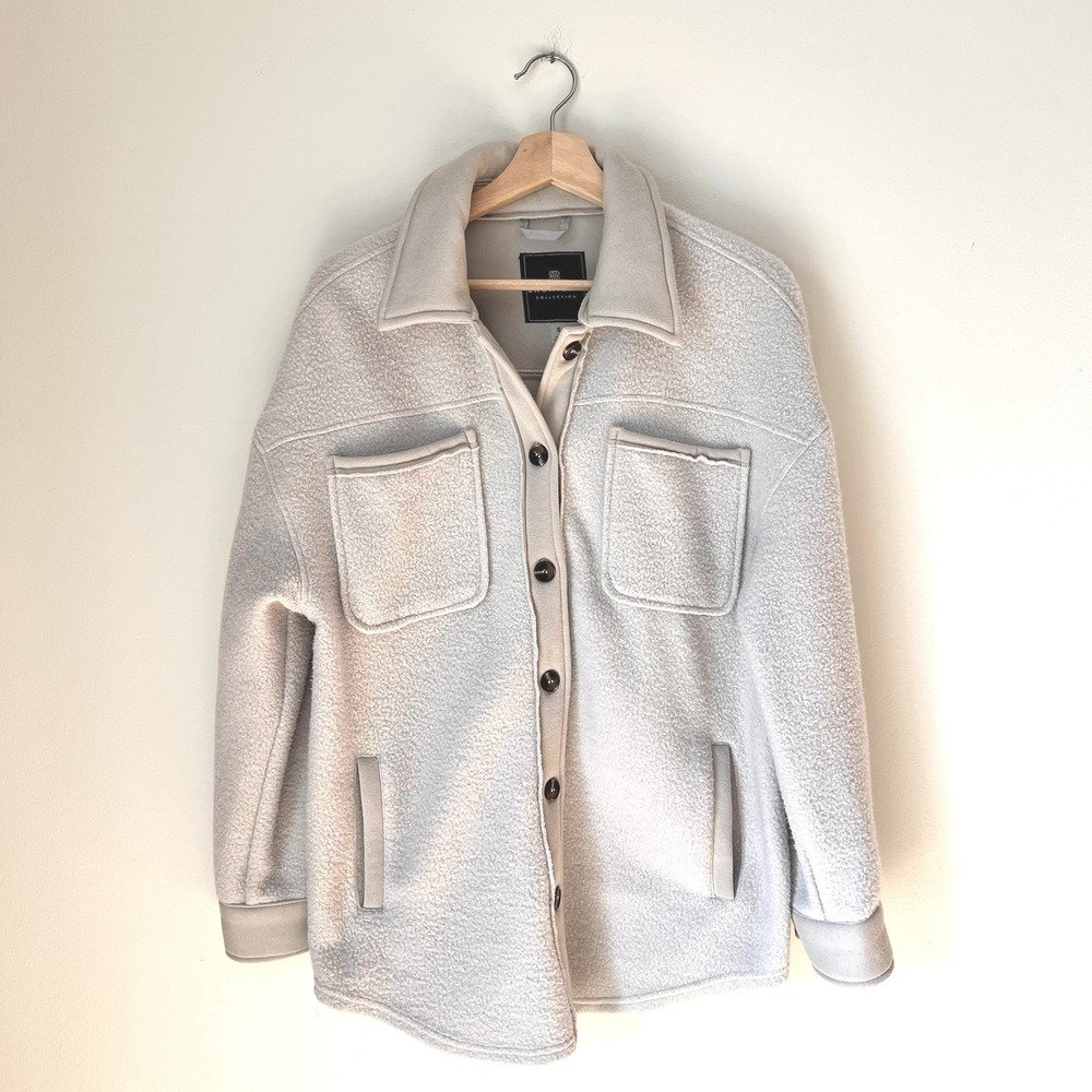 BAGATELLE‎ COLLECTION Womens Shacket Fleece Lined Collar Button Front Size S